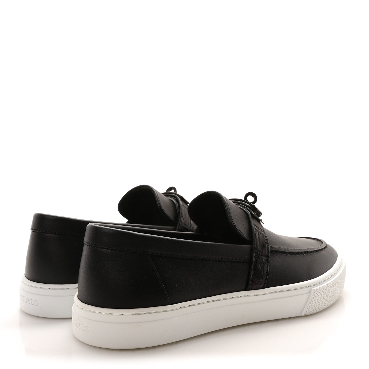 Hermes Calfskin Crocodile Game Slip On Sneakers 40 So Black 5 of 8