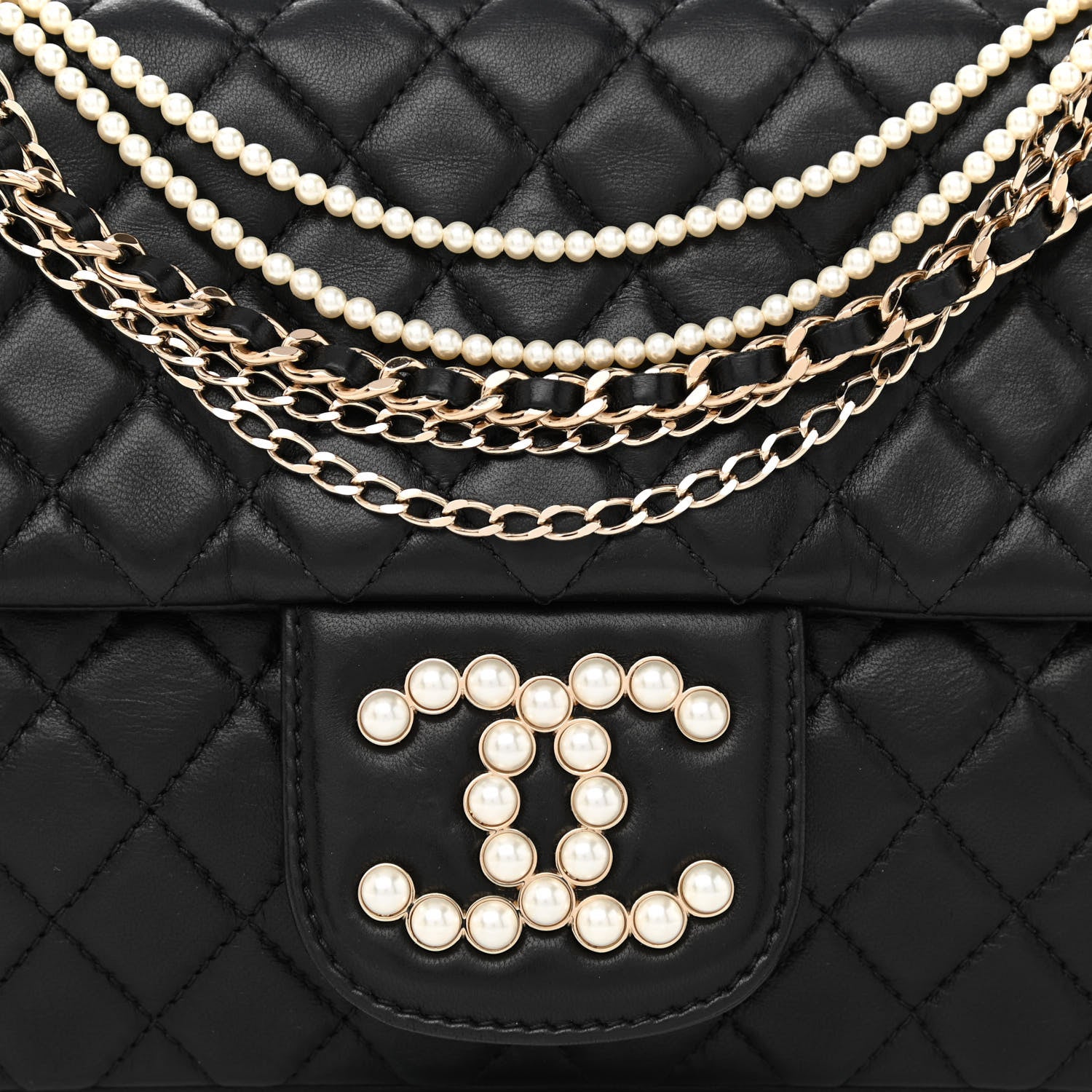 Chanel Lambskin Quilted Medium Westminster Pearl Flap Black 8 of 10