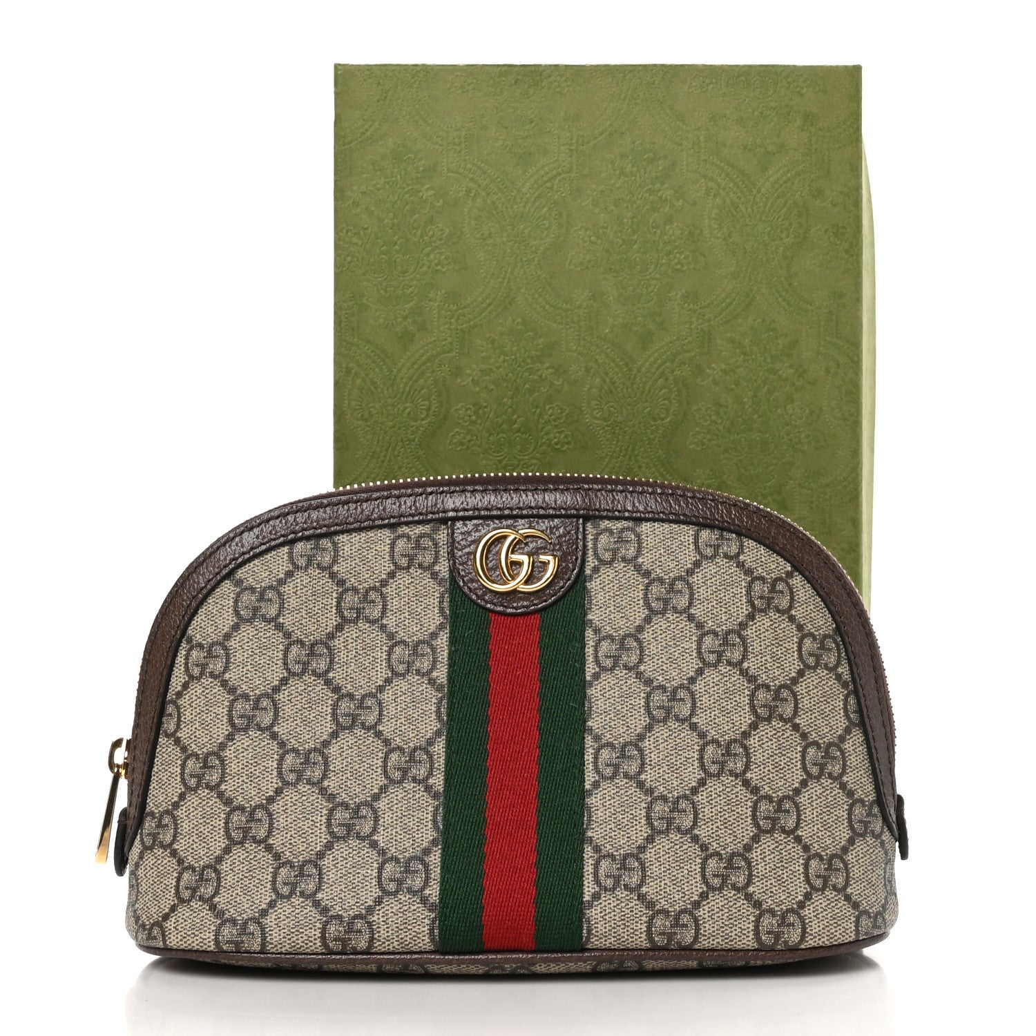 Gucci GG Supreme Monogram Textured Calfskin Web Large Ophidia Cosmetic Case Beige Ebony New Acero 11 of 11