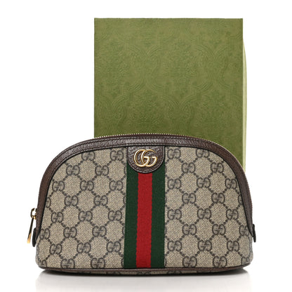 Gucci GG Supreme Monogram Textured Calfskin Web Large Ophidia Cosmetic Case Beige Ebony New Acero 11 of 11