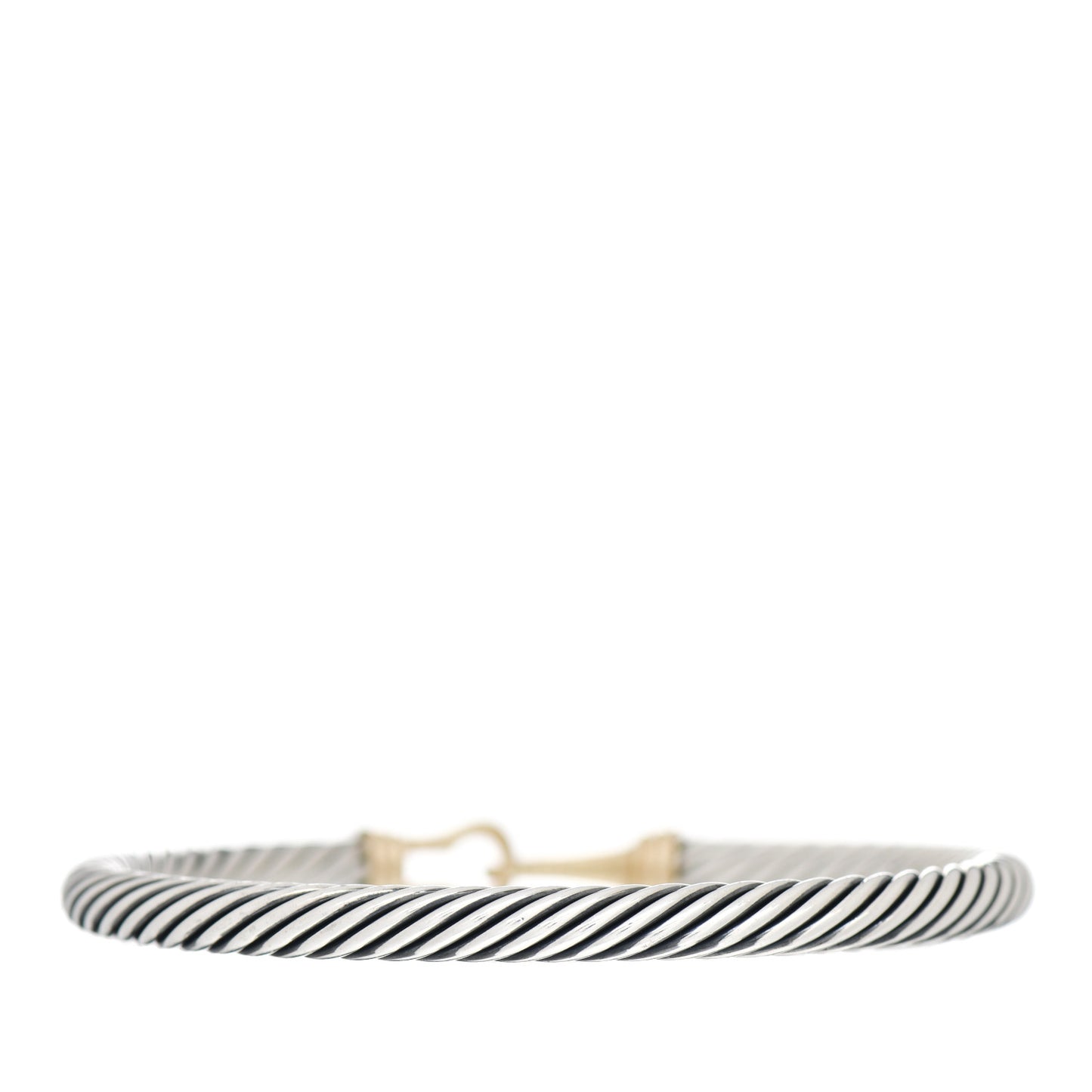 Sterling Silver 14K Yellow Gold 5mm Cable Classic Buckle Bracelet