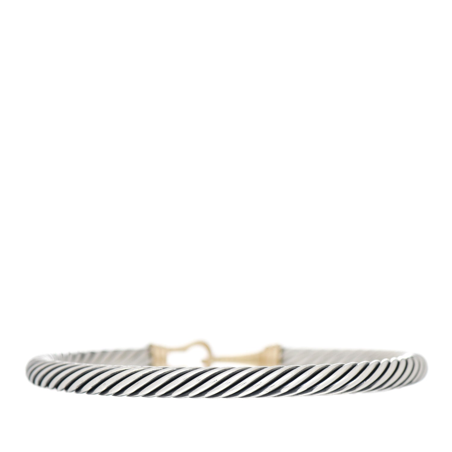 David Yurman Sterling Silver 14K Yellow Gold 5mm Cable Classic Buckle Bracelet 2 of 3