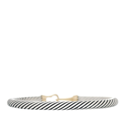 David Yurman Sterling Silver 14K Yellow Gold 5mm Cable Classic Buckle Bracelet 2 of 3