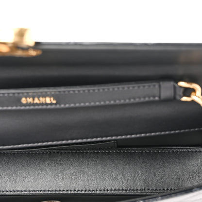 Chanel Patent Lambskin Quilted East West Flap Shoulder Bag Black 5 of 10