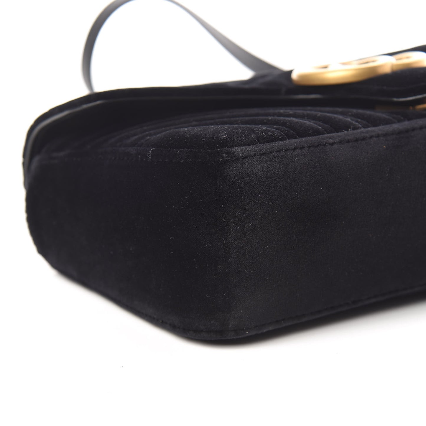 Velvet Matelasse Small GG Marmont Shoulder Bag Black