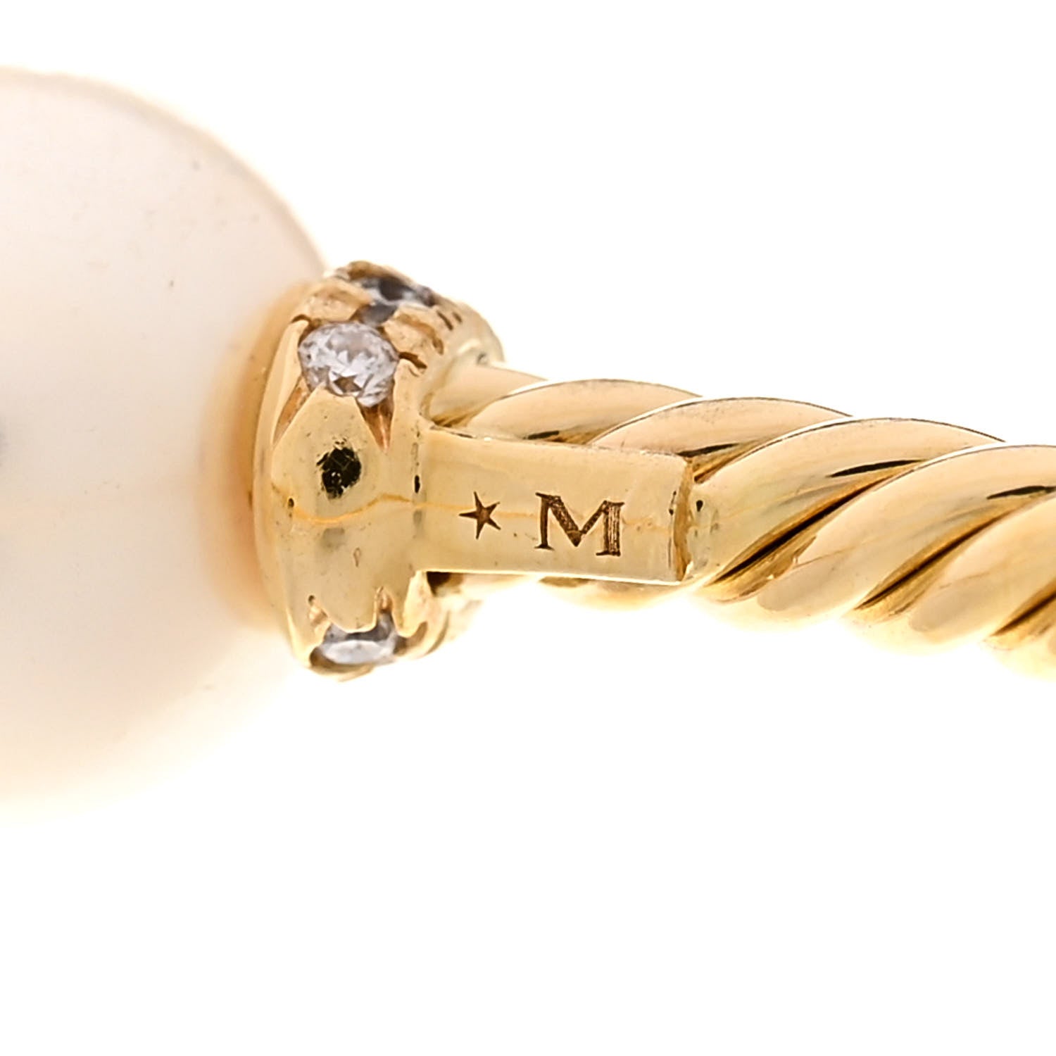 David Yurman 18K Yellow Gold Diamond Pearl 8.5mm Solari Bracelet 4 of 4