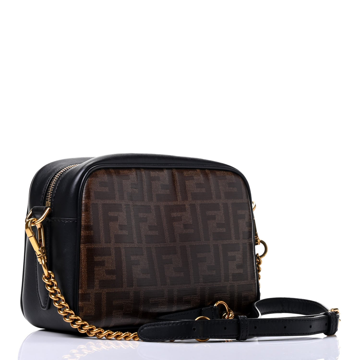 Fendi Glazed Fabric Vitello Century FF 1974 Stamp Patch Camera