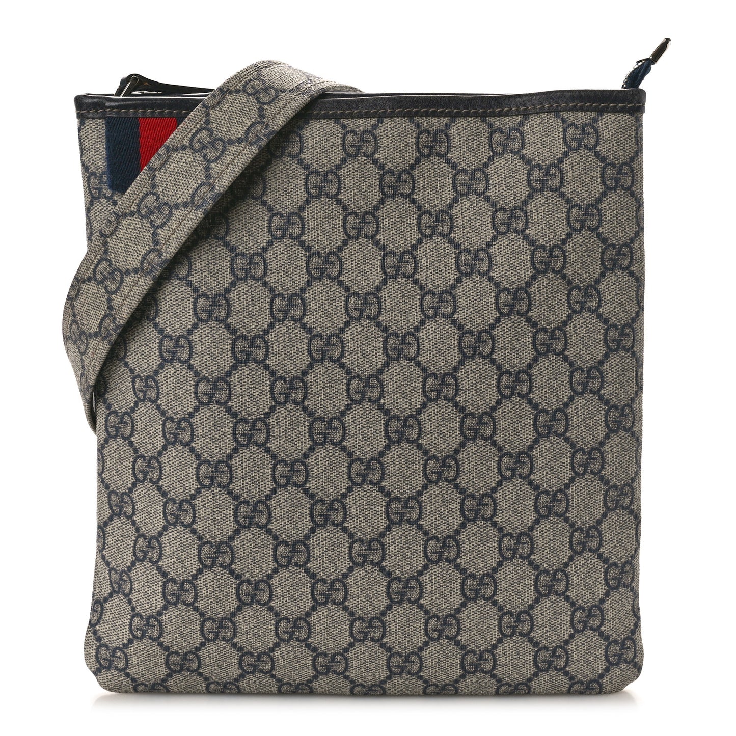 GG Plus Monogram Signature Web Loop Messenger Blue
