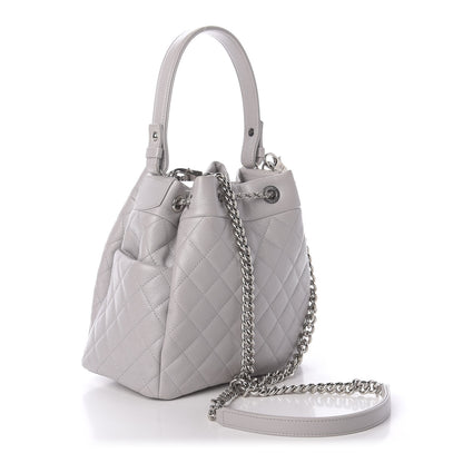 Chanel Caviar Quilted Small Chain Bucket Bag Light Gray 4 of 11