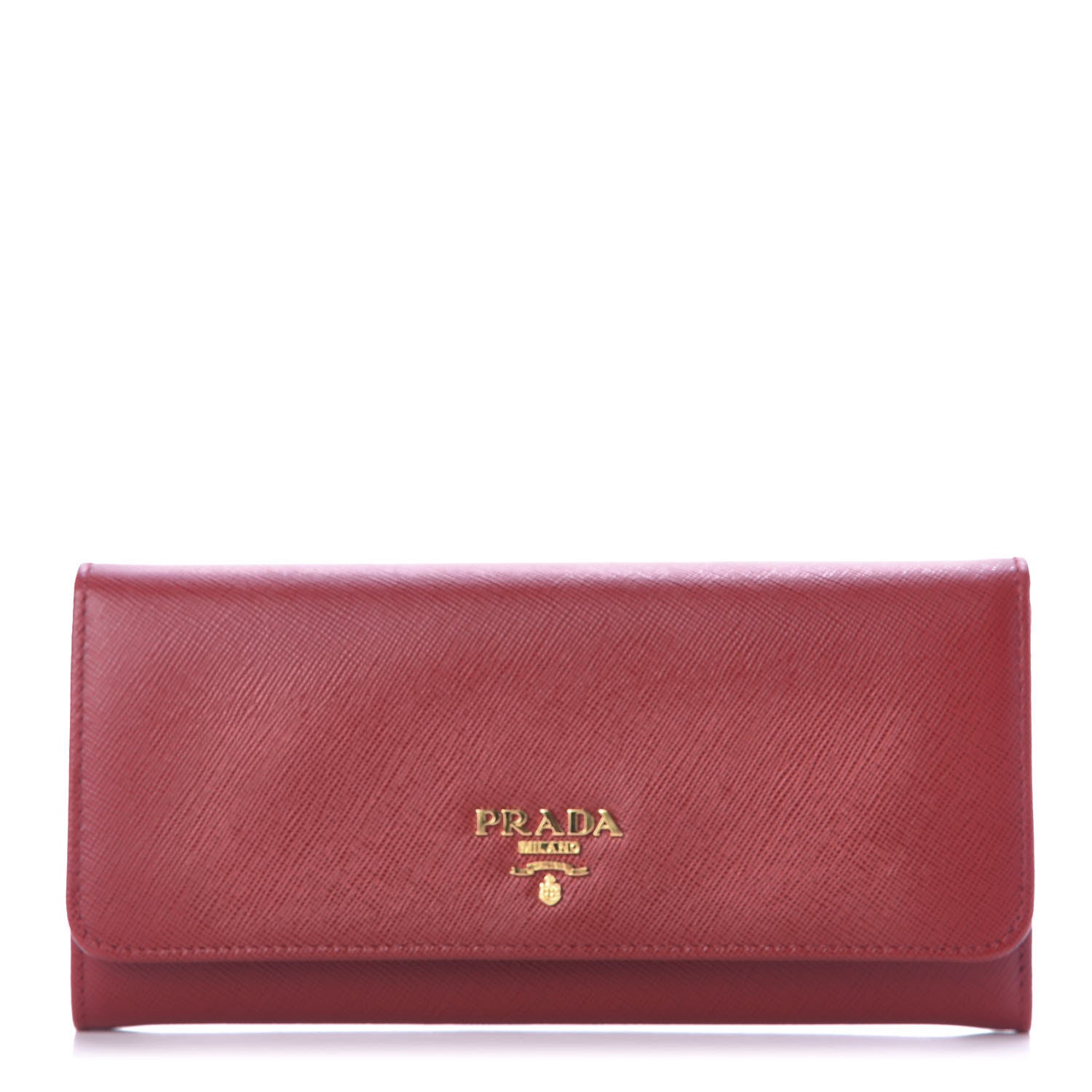 Prada Saffiano Metal Continental Flap Wallet Fuoco 3 of 11