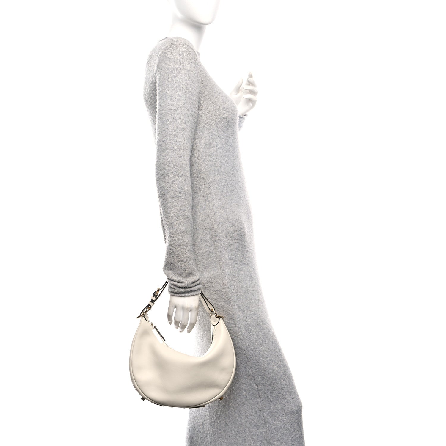 Fendi Vitello Grace Matte Small Fendigraphy Hobo Bag White Ice 2 of 11