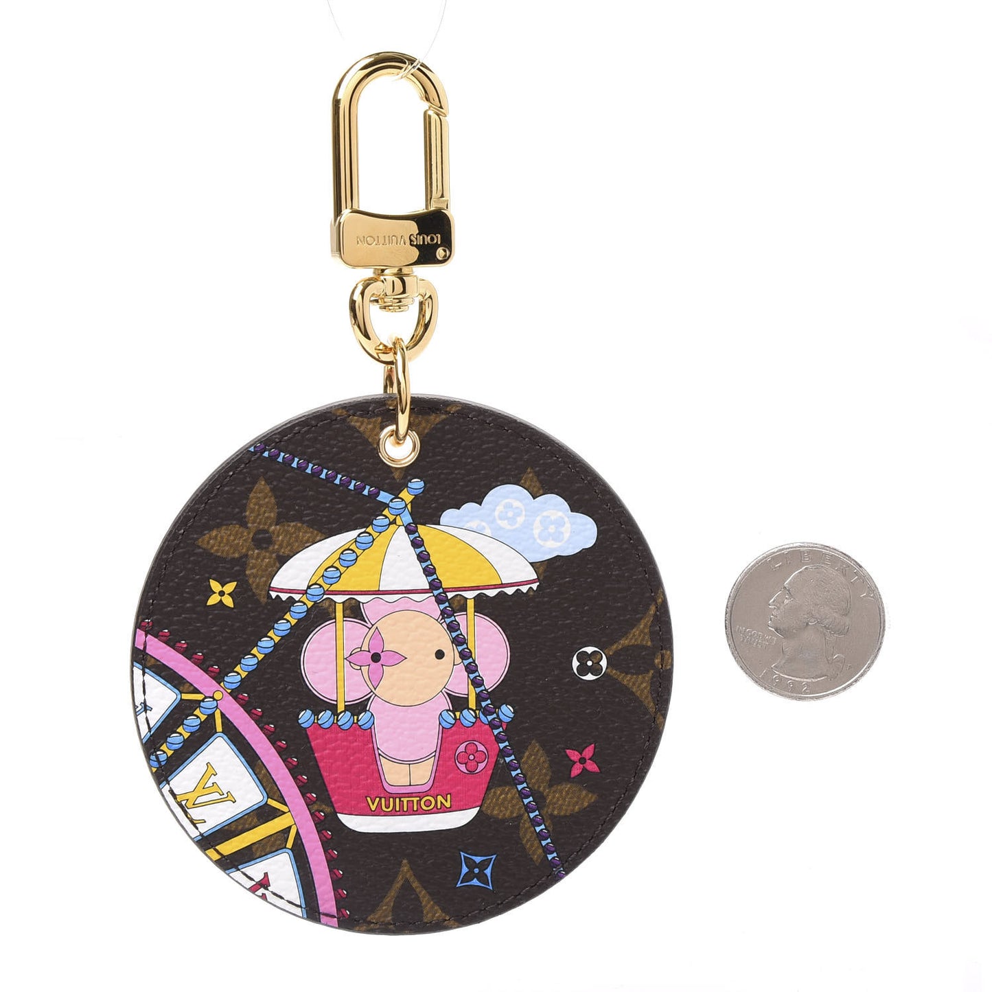 Monogram 2020 Christmas Animation Big Wheel Bag Charm Key Ring Rose Ballerine