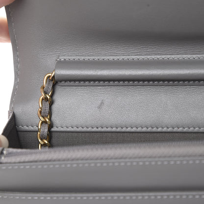 Chanel Caviar Quilted Boy Wallet On Chain WOC Grey 15 of 16