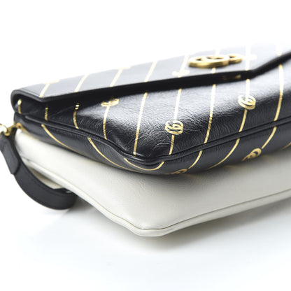 Gucci Calfskin Diagonal GG Medium Thiara Double Envelope Shoulder Bag Black White 6 of 10