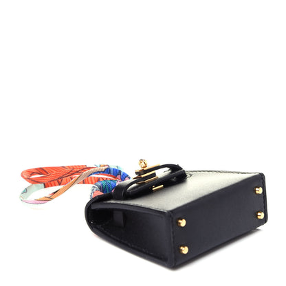 Hermes Tadelakt Mini Kelly Twilly Bag Charm Black 4 of 8