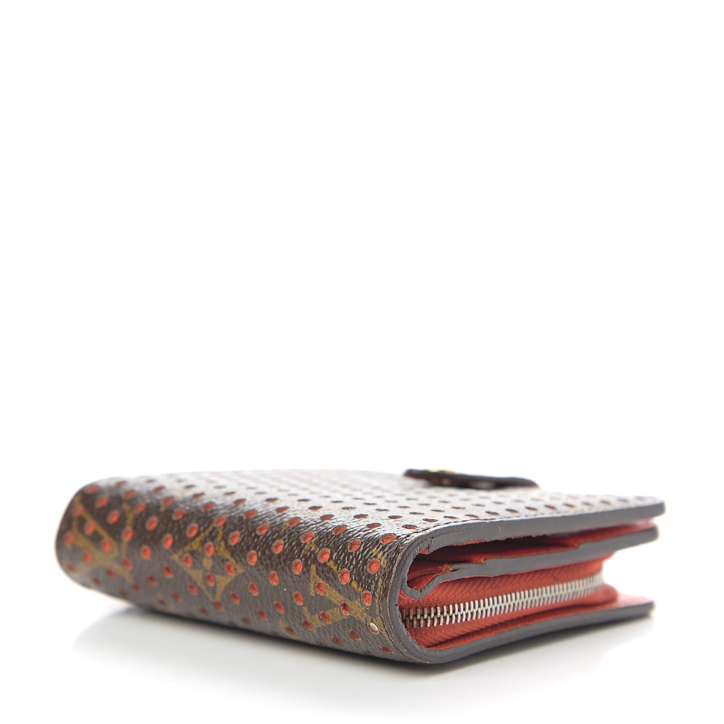 Monogram Perforated Compact Zipped Wallet Orange
