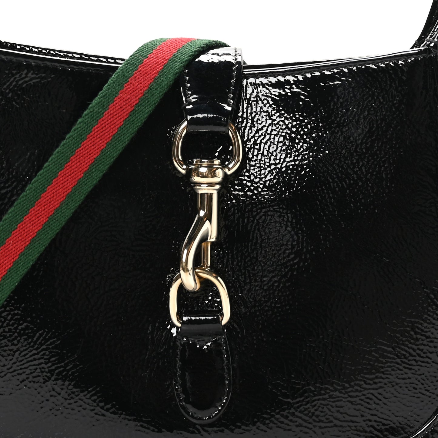 Patent Calfskin Small Jackie Shoulder Bag Black