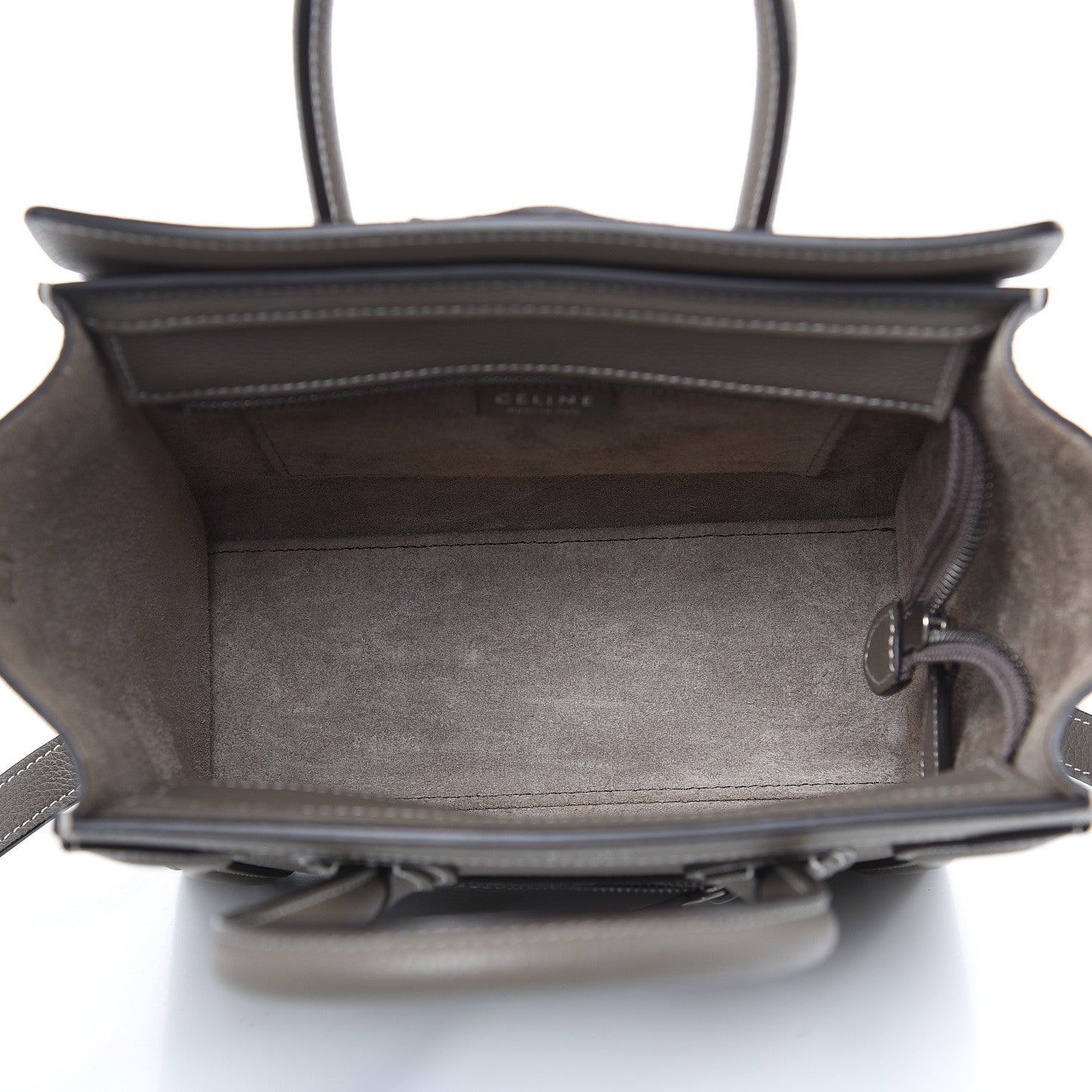 Celine Drummed Calfskin Nano Luggage Souris 5 of 10