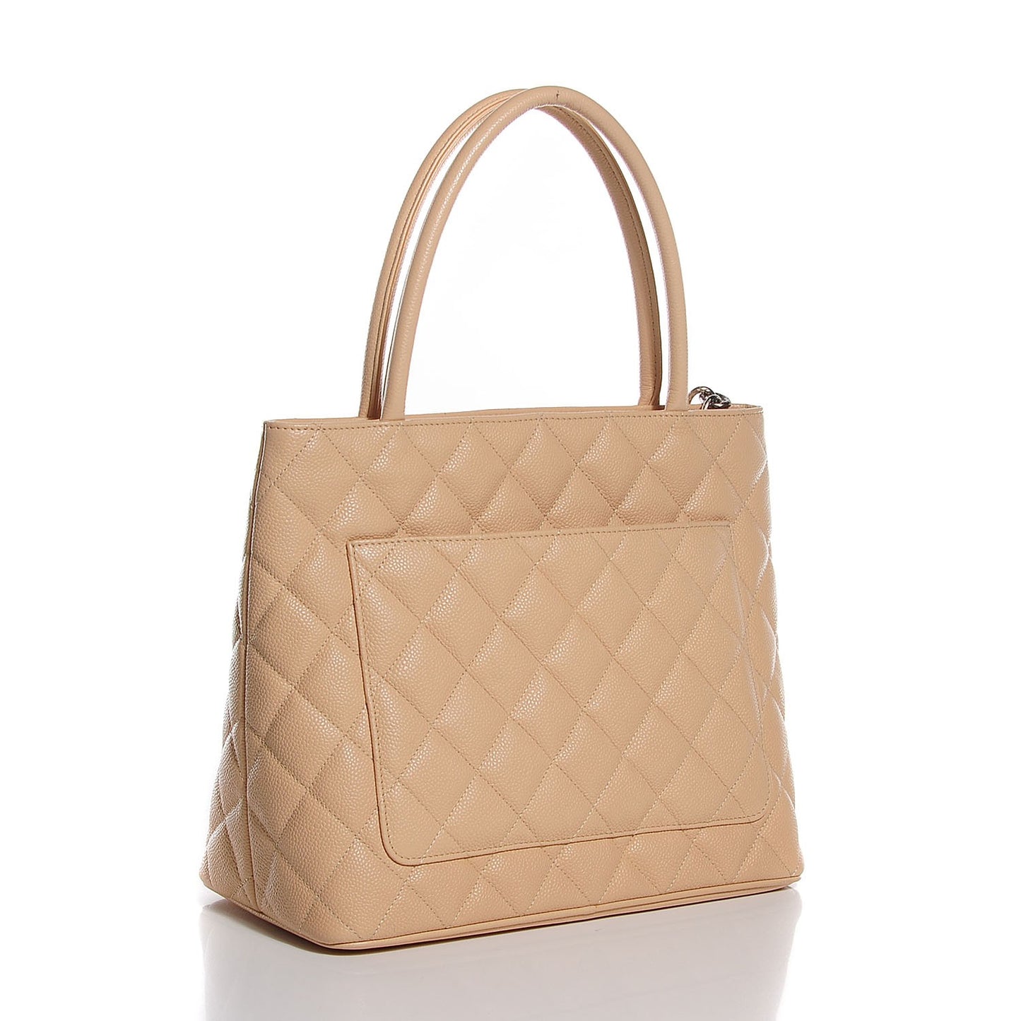 Caviar Quilted Medallion Tote Light Beige
