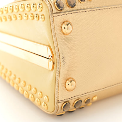 Prada Saffiano Vernice Crystal Pyramid Bag Platino 13 of 14
