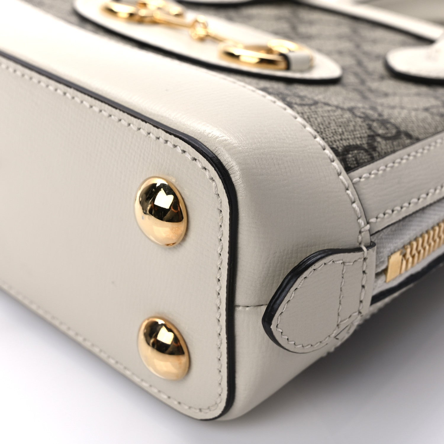 Gucci GG Supreme Monogram Azalea Calfskin Mini Horsebit 1955 Top Handle Bag Beige Ebony Mystic White 8 of 8