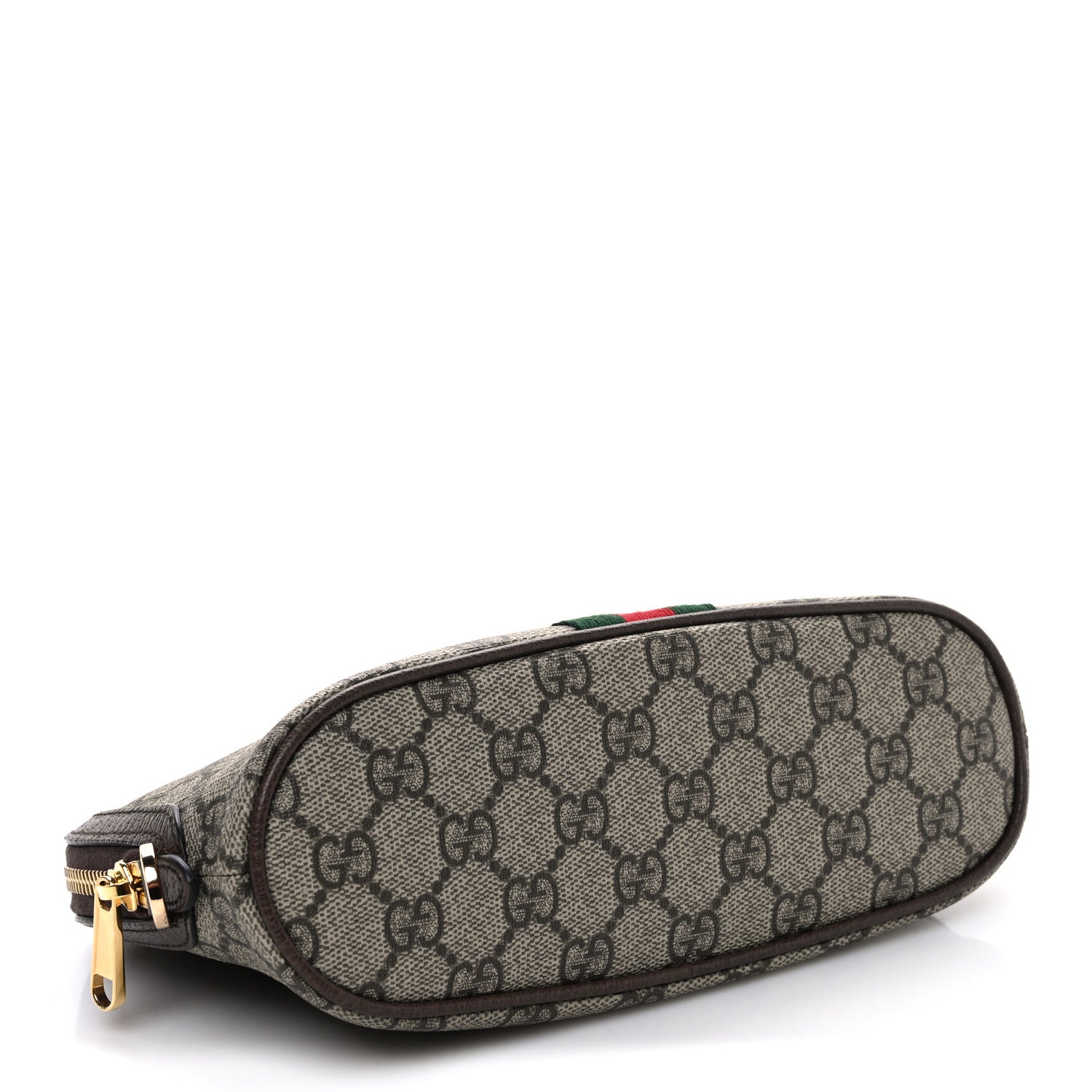 Gucci GG Supreme Monogram Textured Calfskin Web Large Ophidia Cosmetic Case Beige Ebony New Acero 4 of 10