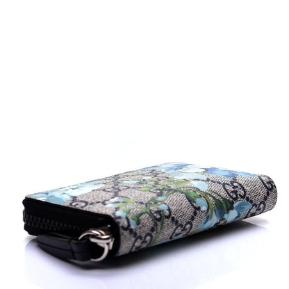Gucci GG Supreme Monogram Blooms Zip Around Card Case Wallet Beige Blue Navy 4 of 10