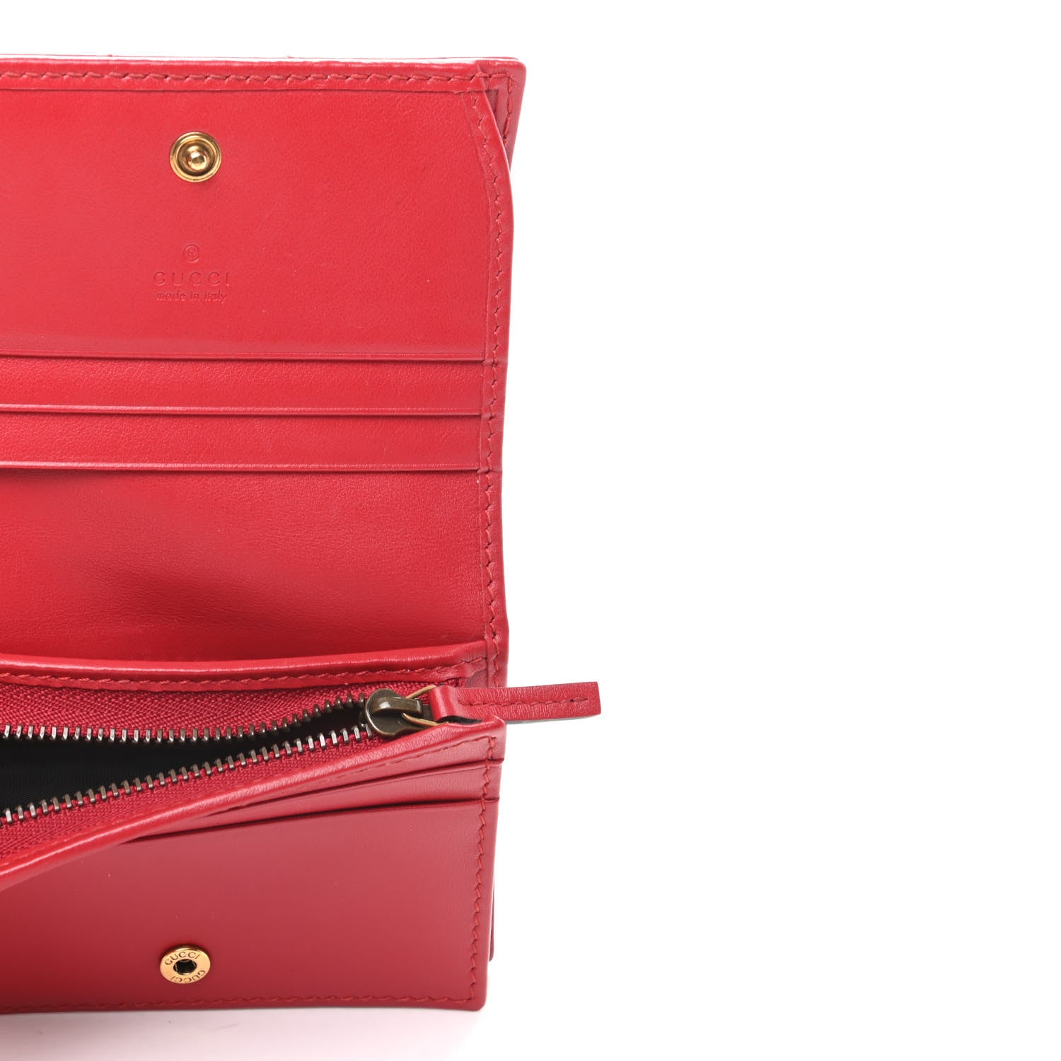 Gucci Calfskin Matelasse GG Marmont Card Case Wallet Hibiscus Red 5 of 8