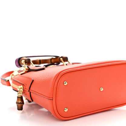 Gucci Textured Dollar Calfskin Mini Diana Dome Tote Bag Deep Orange Spicy Cyclamin 8 of 9