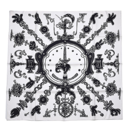 Hermes Silk Serio Ludere Scarf 90 White Black 1 of 6