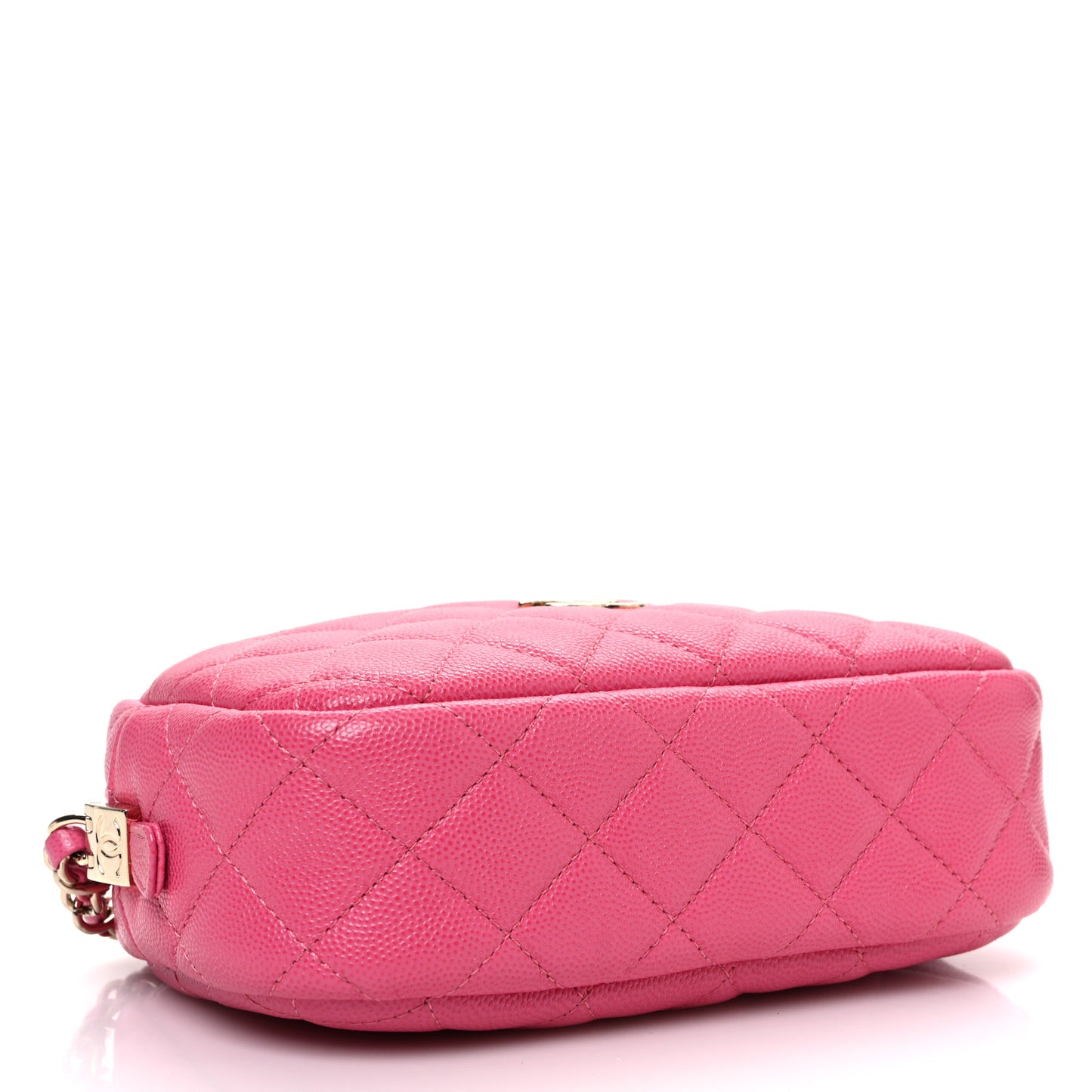 Iridescent Caviar Quilted Small Timeless Camera Case Pink