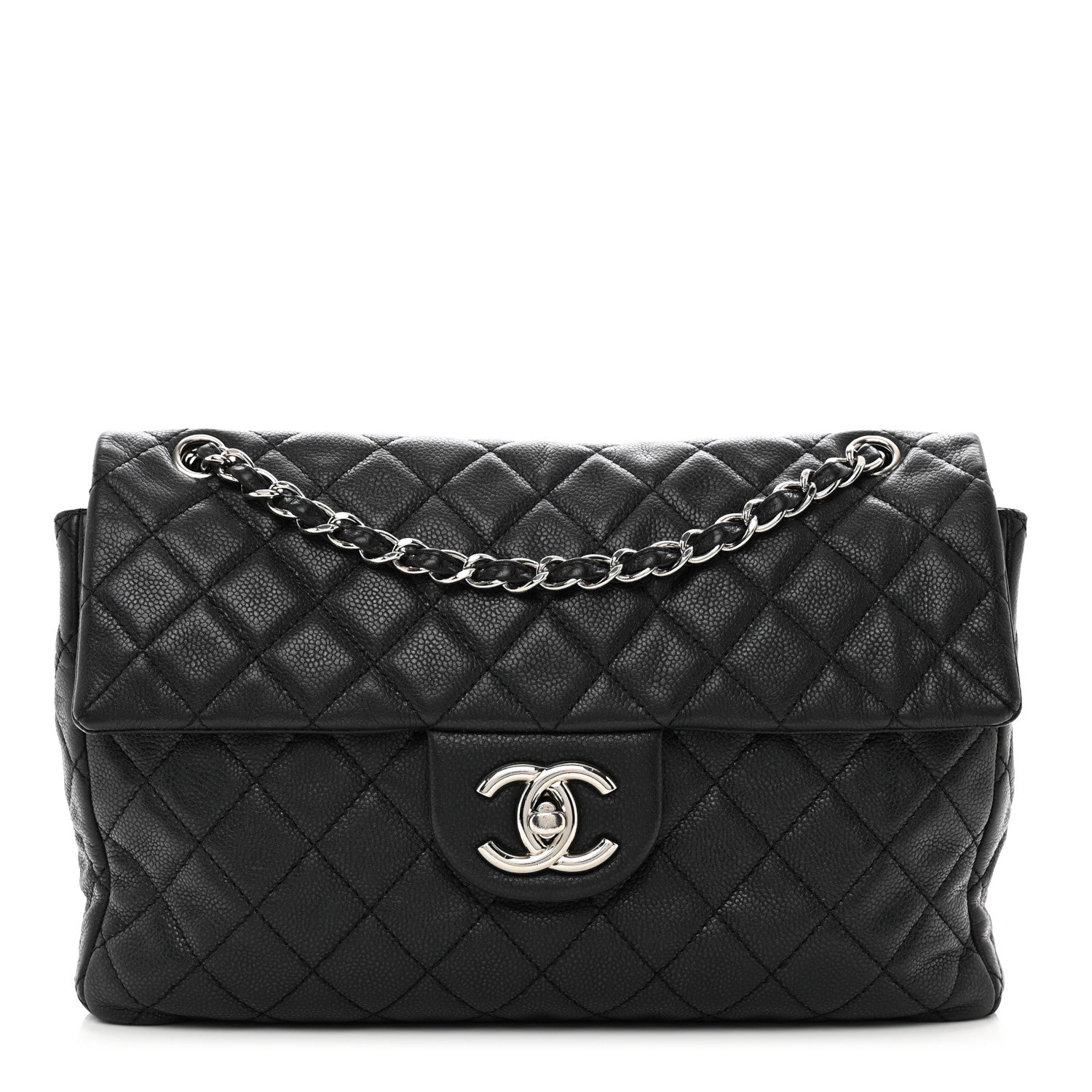 Chanel Washed Caviar Quilted Maxi Single Flap Black 1 of 11