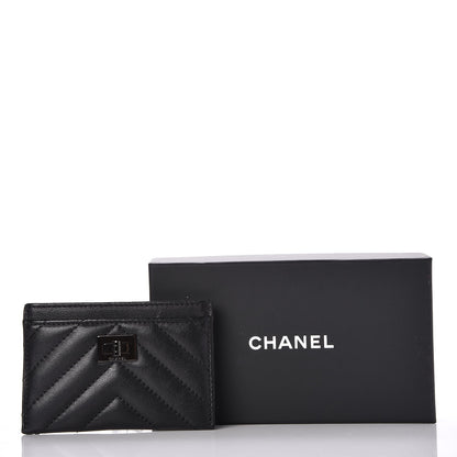 Chanel Sheepskin Chevron Quilted Reissue Card Holder So Black 9 of 9
