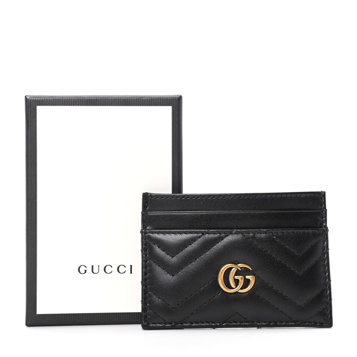 Calfskin Matelasse GG Marmont Card Holder Black