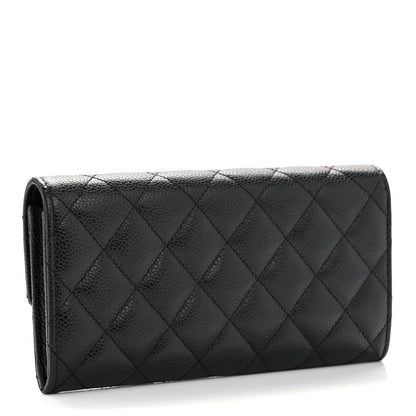 Chanel Caviar Quilted Large Gusset Flap Wallet Black 3 of 11