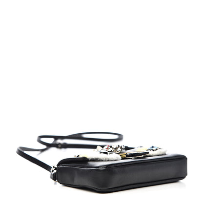 Fendi Shiny Nappa Rabbit Fur Crystal Flowerland Micro Buggie Baguette Black Mojito Multicolor 4 of 9