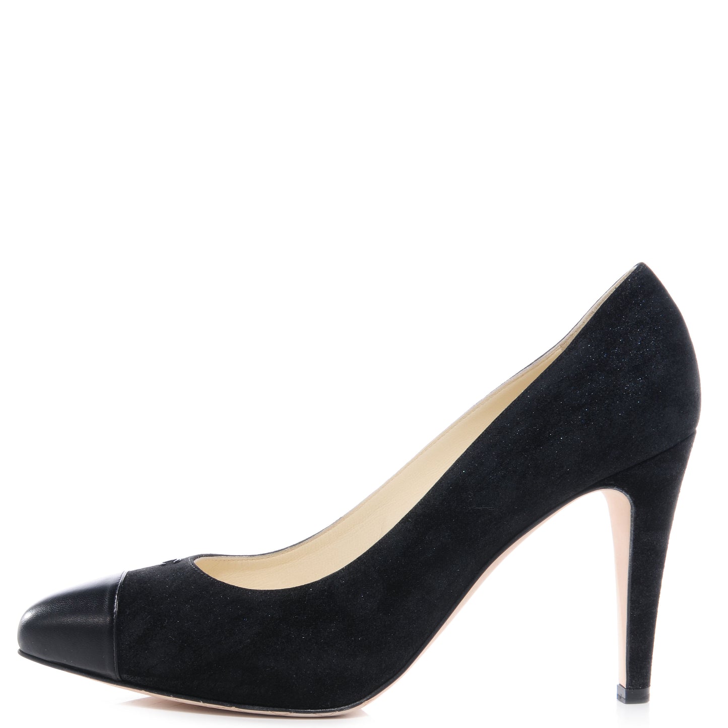 Suede Iridescent Cap Toe Pumps 40 Black