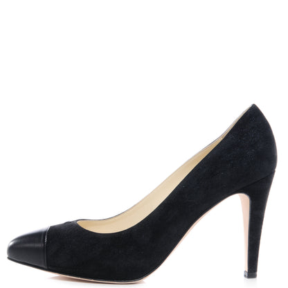 Chanel Suede Iridescent Cap Toe Pumps 40 Black 1 of 6