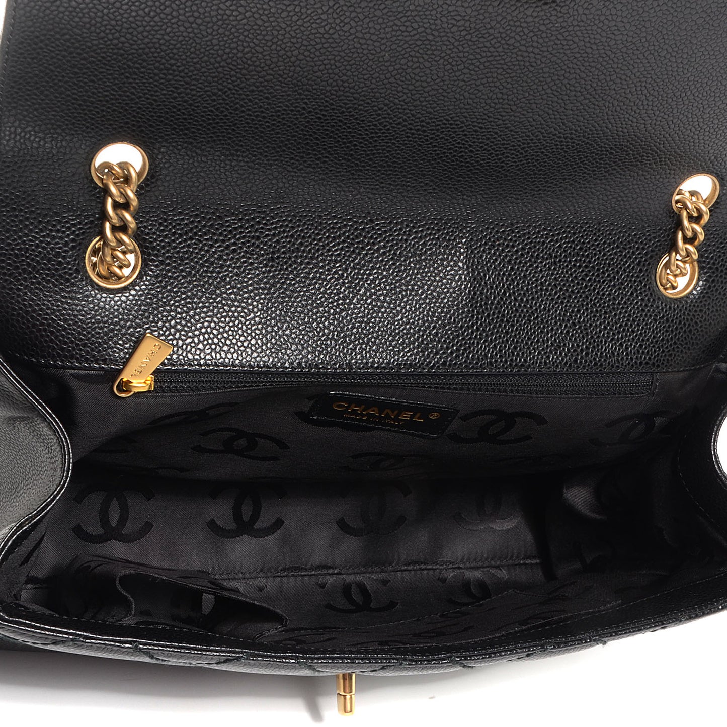 Caviar Quilted Single Flap Bag Black