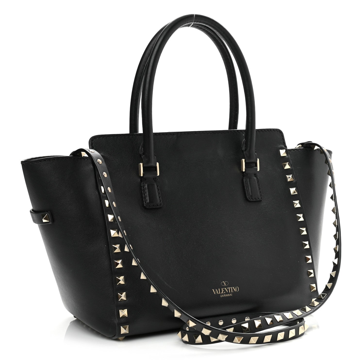 Valentino Garavani Vitello Small Rockstud Double Handle Tote Black 2 of 14