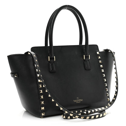 Valentino Garavani Vitello Small Rockstud Double Handle Tote Black 2 of 14