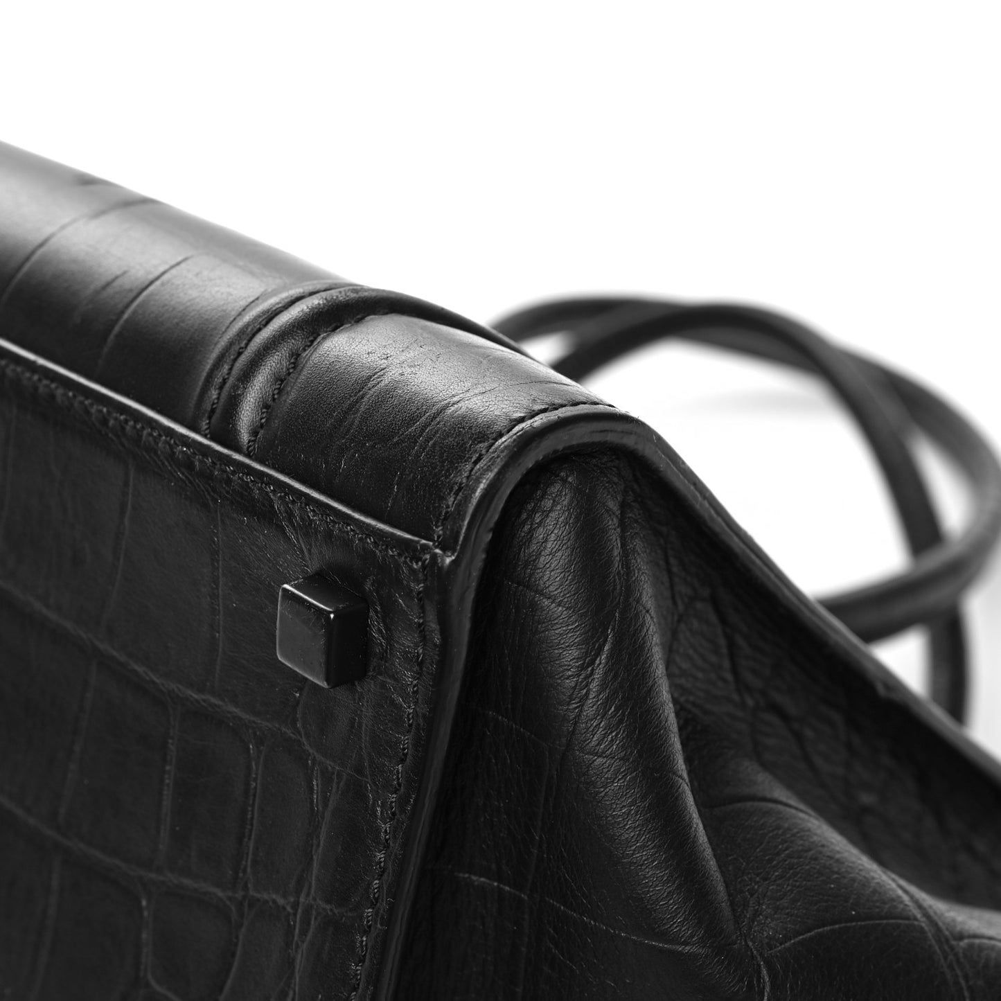 Calfskin Crocodile Embossed Medium Phantom Luggage Black