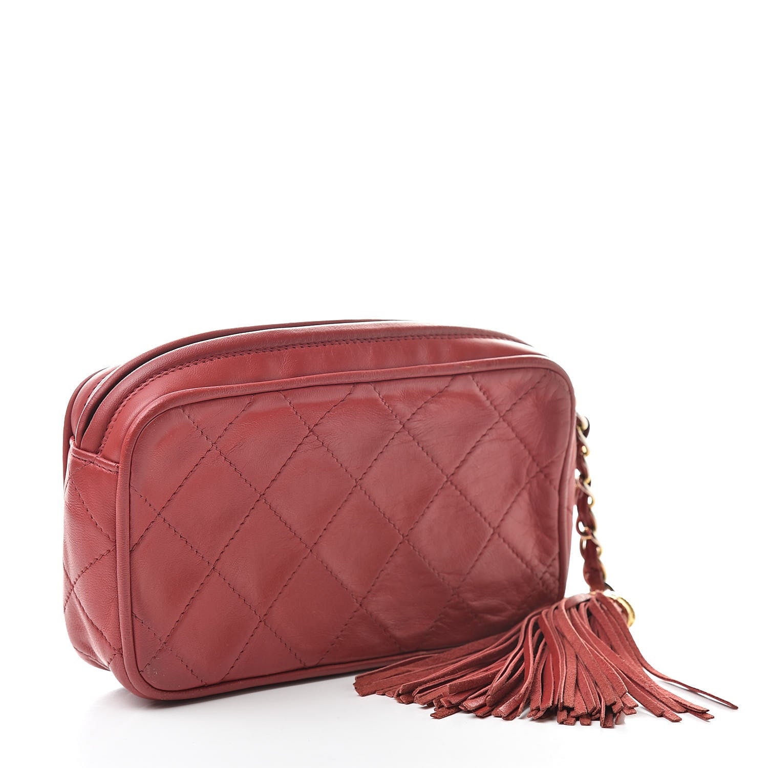 Chanel Lambskin Quilted Tassel Pouch Red 3 of 11