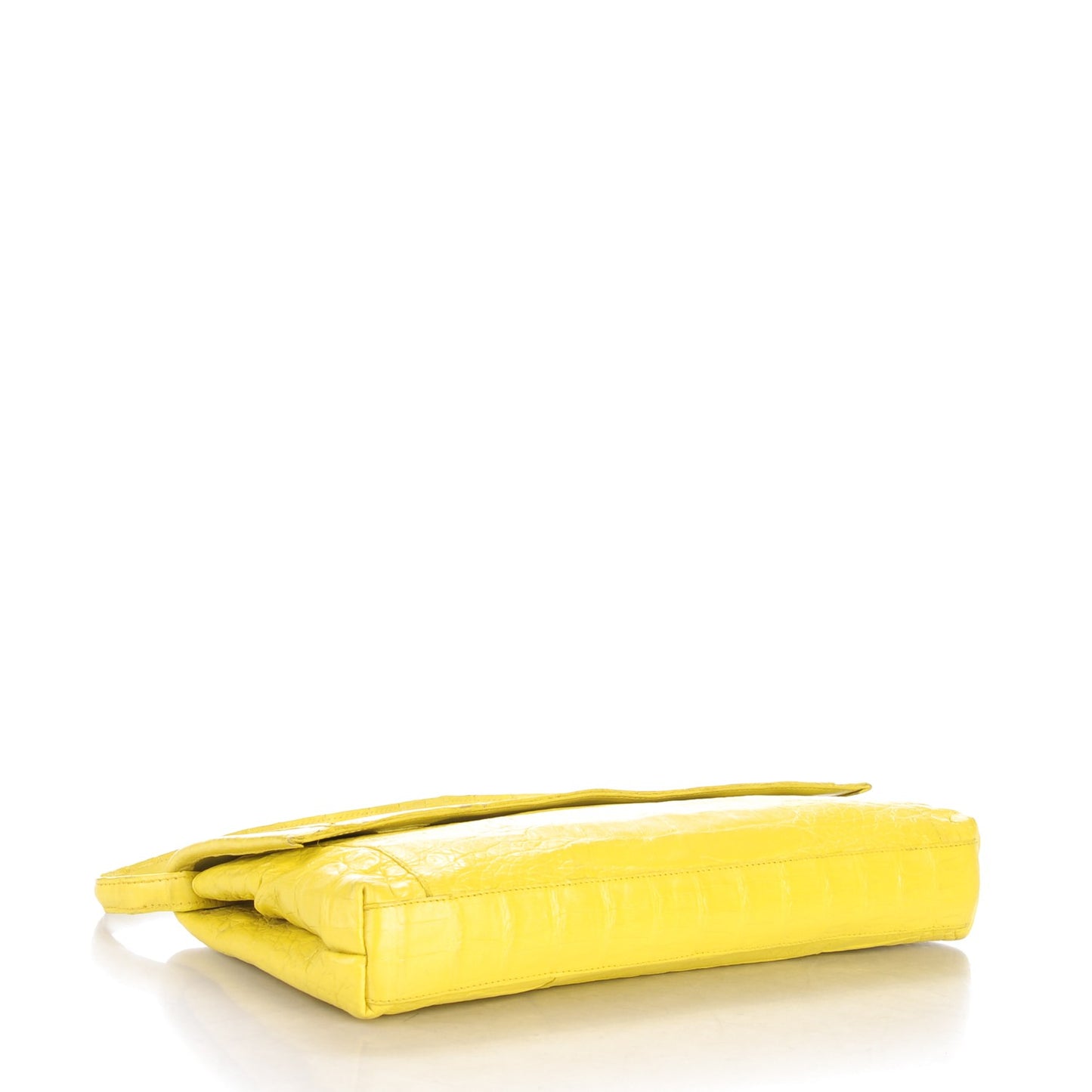 Crocodile Soft Flap Clutch Yellow