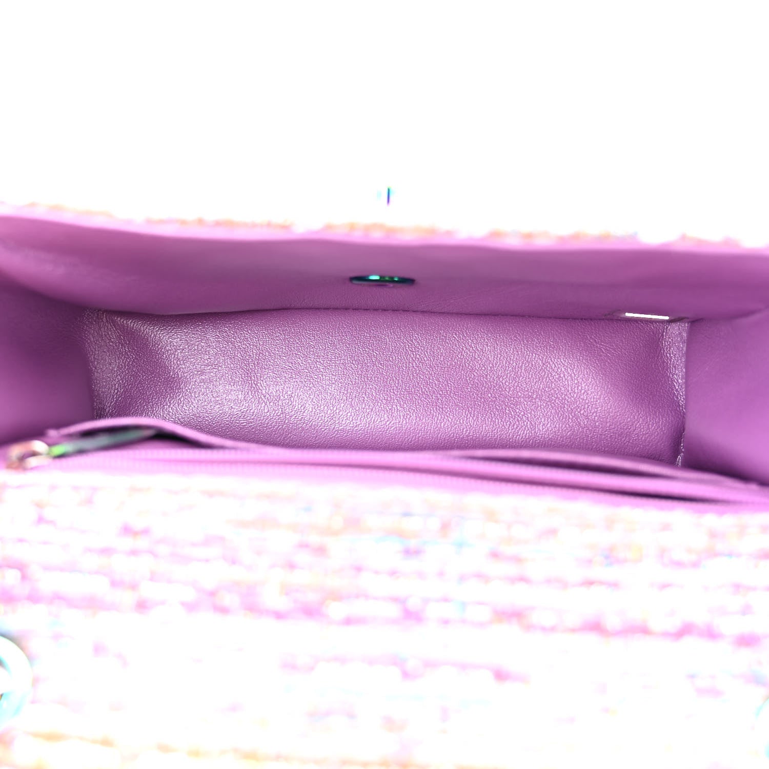 Chanel Tweed Quilted Mini Rectangular Flap Blue Pink Orange 5 of 11