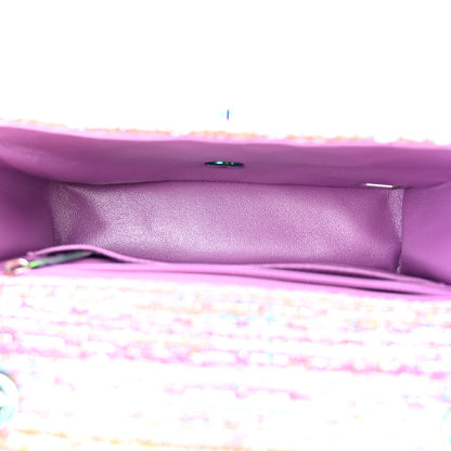 Chanel Tweed Quilted Mini Rectangular Flap Blue Pink Orange 5 of 11