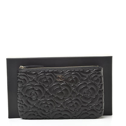 Chanel Caviar Camellia Embossed Small Pouch Black 8 of 8