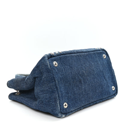 Prada Canapa Denim Crystal Studded Tote Blue 4 of 11