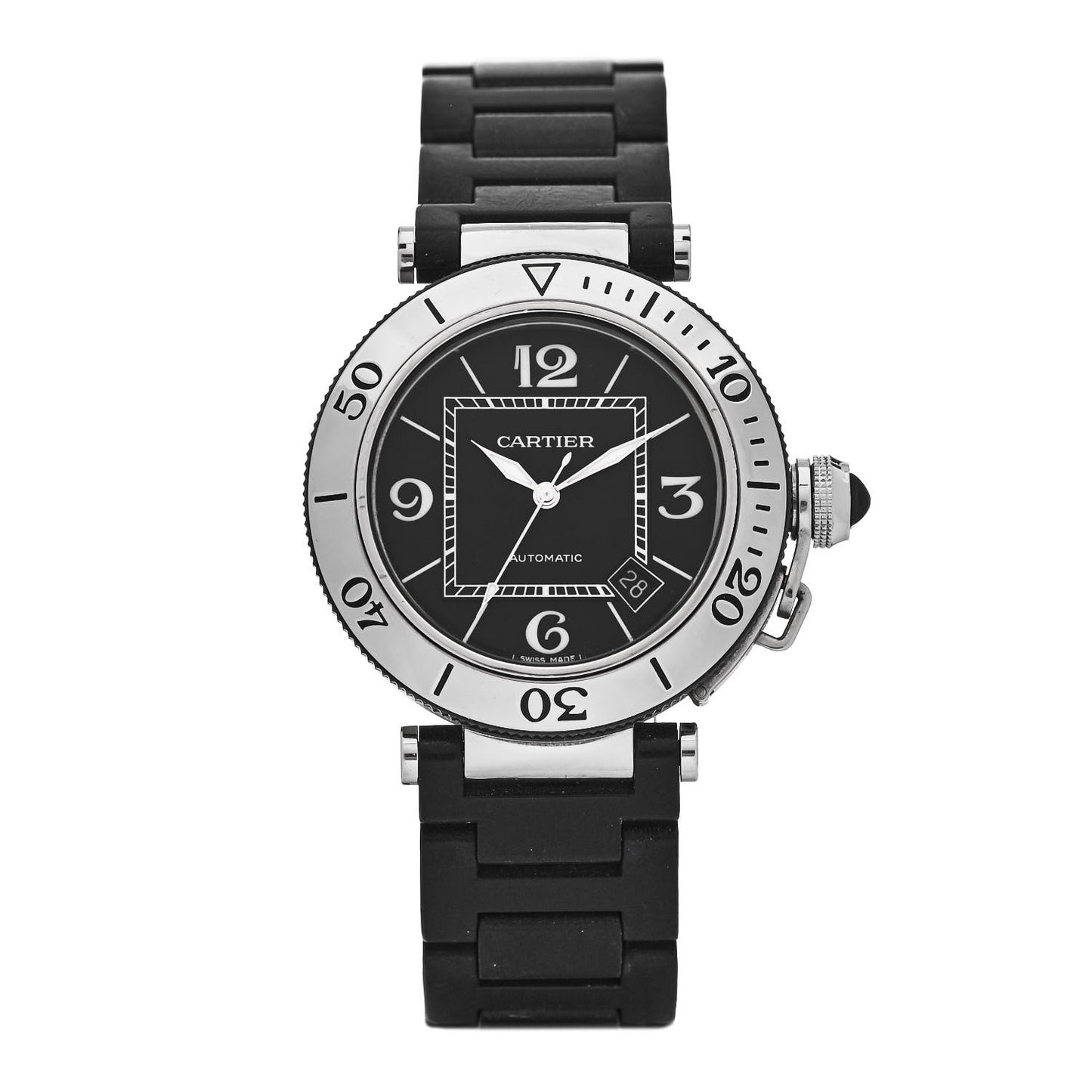 Stainless Steel Rubber 40mm Pasha C Seatimer Automatic Watch Black