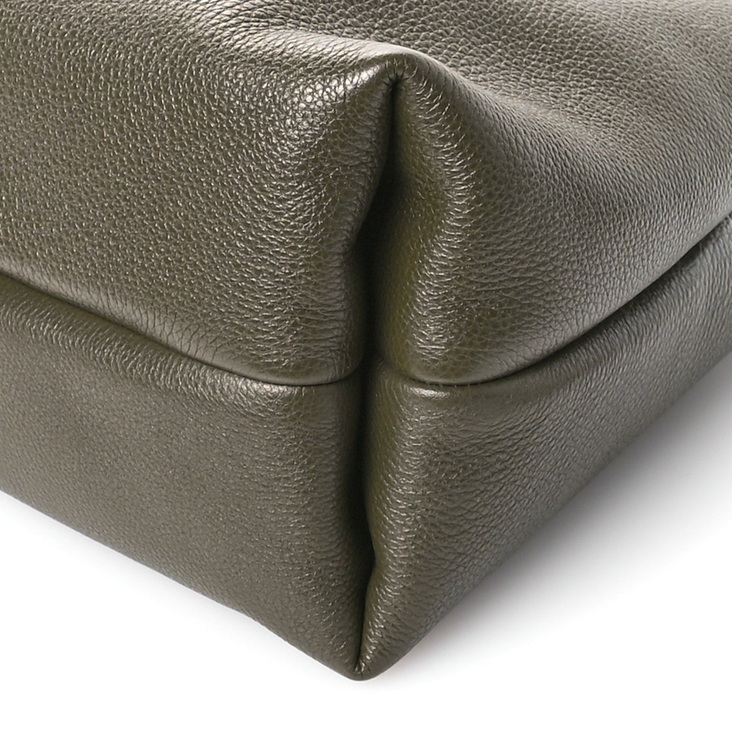 Grained Calfskin Softbit Maxi Shoulder Bag Forest Green